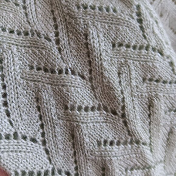 Womens Medium Vtg Cardigan Sweater Mint Green Chevron Knit Pearl Granny Buttons - Picture 7 of 8